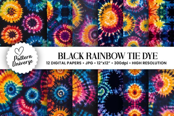Black Colorful Tie Dye Seamless Patterns: A Versatile Digital Asset for Modern Creators