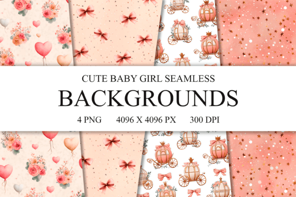 Elevating Digital Design with 4 Vintage Baby Girl Seamless Patterns