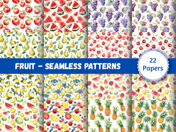 Elevating Digital Design with Seamless Paper Patterns - Fruit Mix