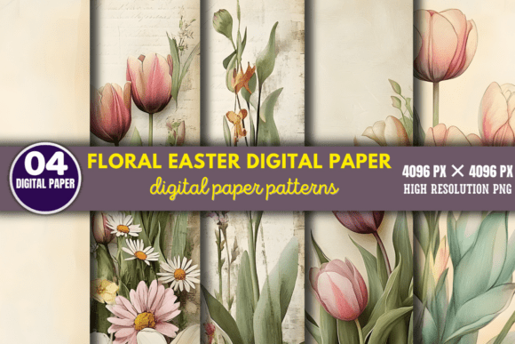 Floral Easter Digital Paper Patterns 13