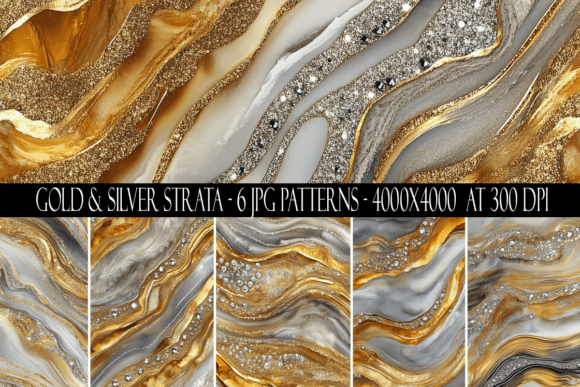 Gold and Silver Strata Seamless Patterns: Elevating Digital Projects with Timeless Elegance