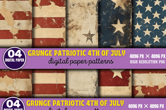 Grunge Patriotic 4th of July Patterns 6: Elevating Your Holiday Designs