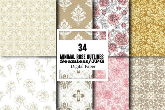 Minimal Rose Outlines Patterns