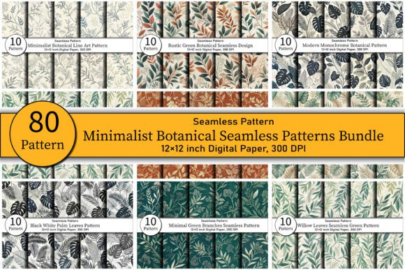 Minimalist Botanical Seamless Patterns
