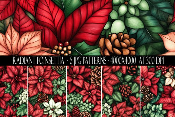 Radiant Poinsettia Seamless Patterns