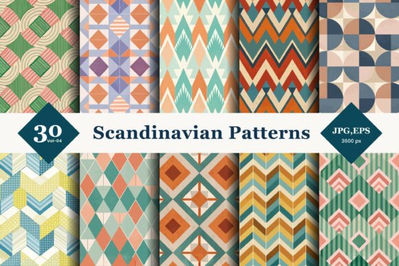 Scandinavian Geometric Seamless Patterns 04
