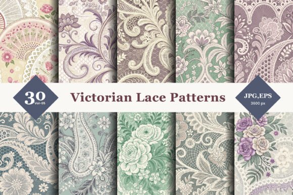 Vintage Elegance: Victorian Lace Seamless Patterns 05
