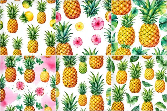 Watercolor Pineapple Patterns