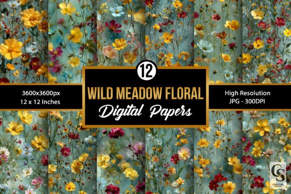 Wild Meadow Flowers Seamless Patterns