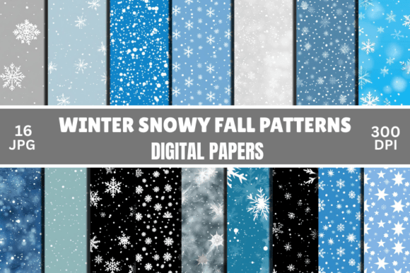 Winter Snowflakes Digital Paper Patterns